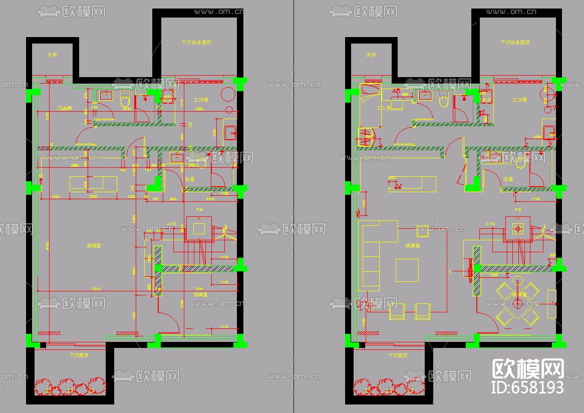 上海汤臣38河D型别墅装修样板房下载（渲染图1）