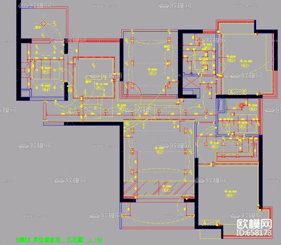 上海滩花园E4样板房装修施工图下载（渲染图3）