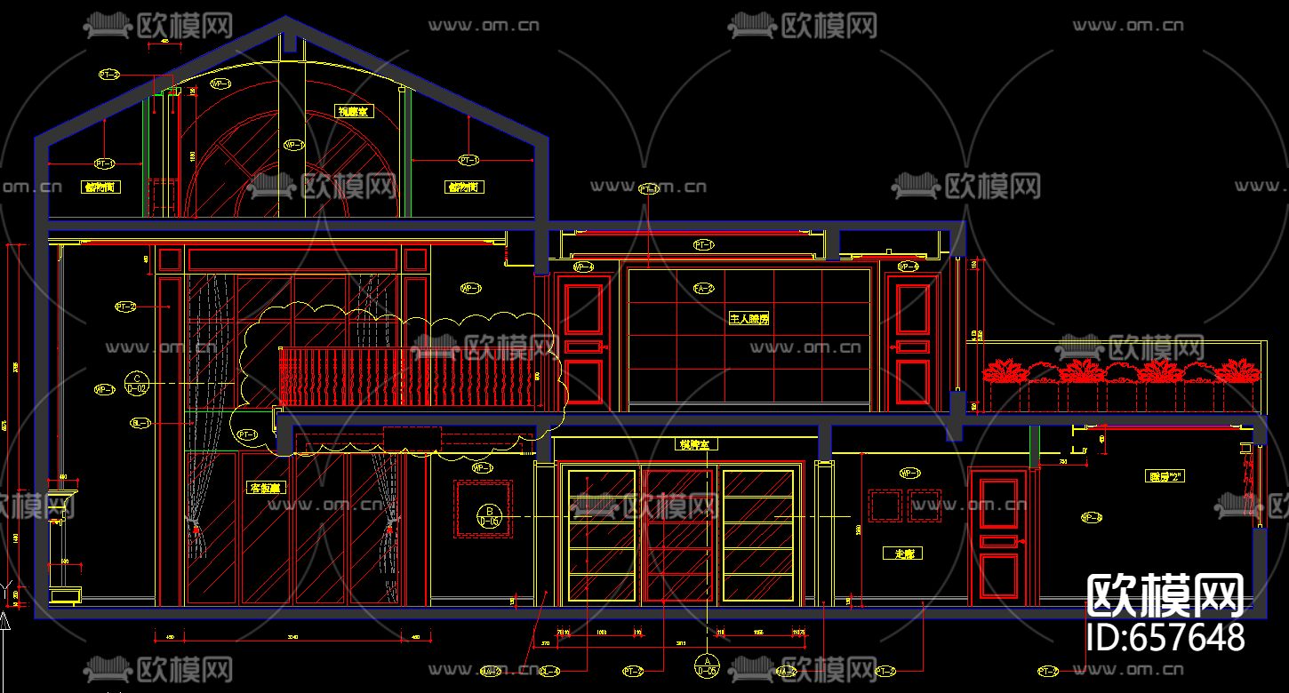 名园集团装修样板房CAD施工图下载（渲染图2）