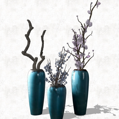 新中式花瓶花卉su模型