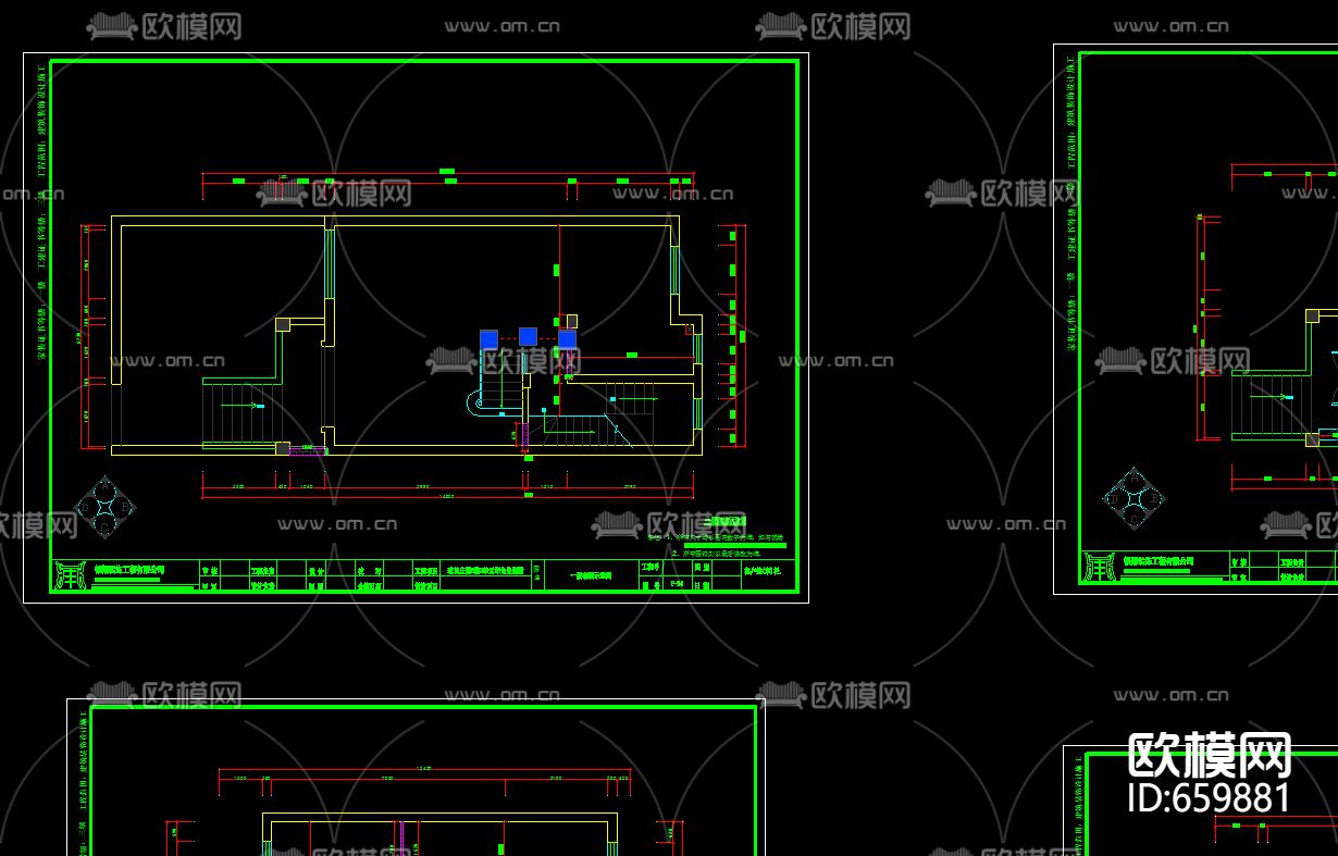 美式餐厅客厅卧室CAD施工图下载（渲染图1）