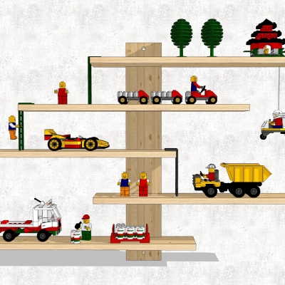  现代儿童装饰架玩具组合su模型 