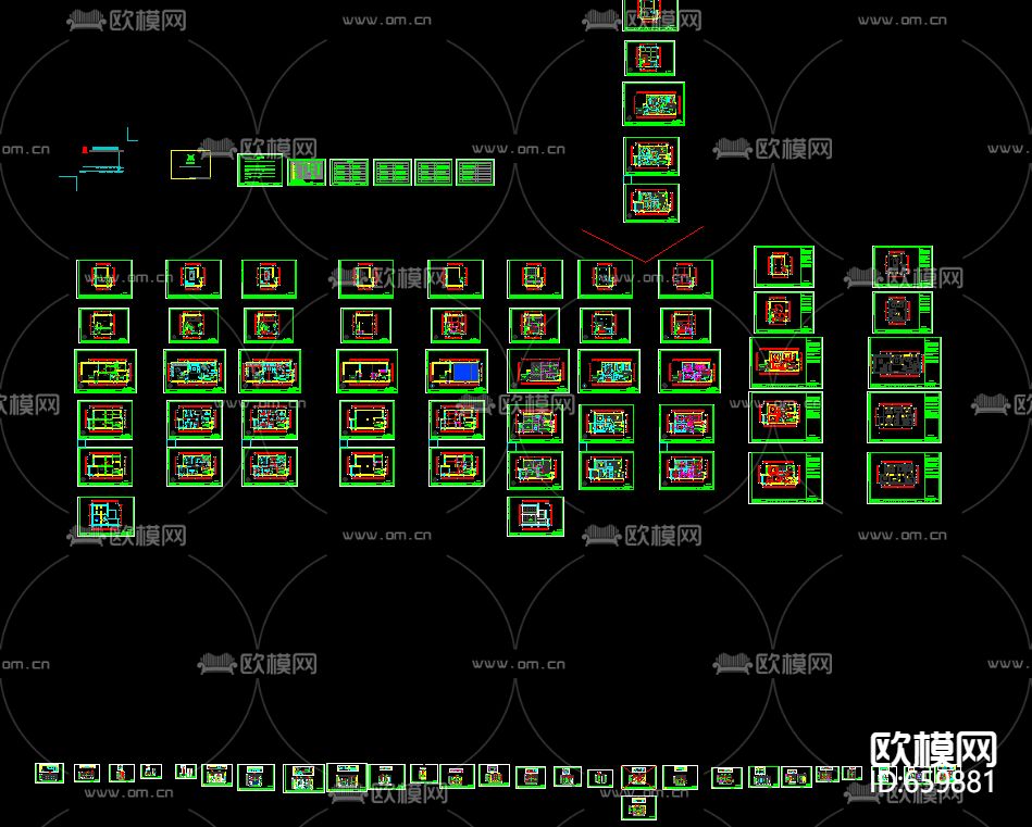 美式餐厅客厅卧室CAD施工图下载（渲染图2）