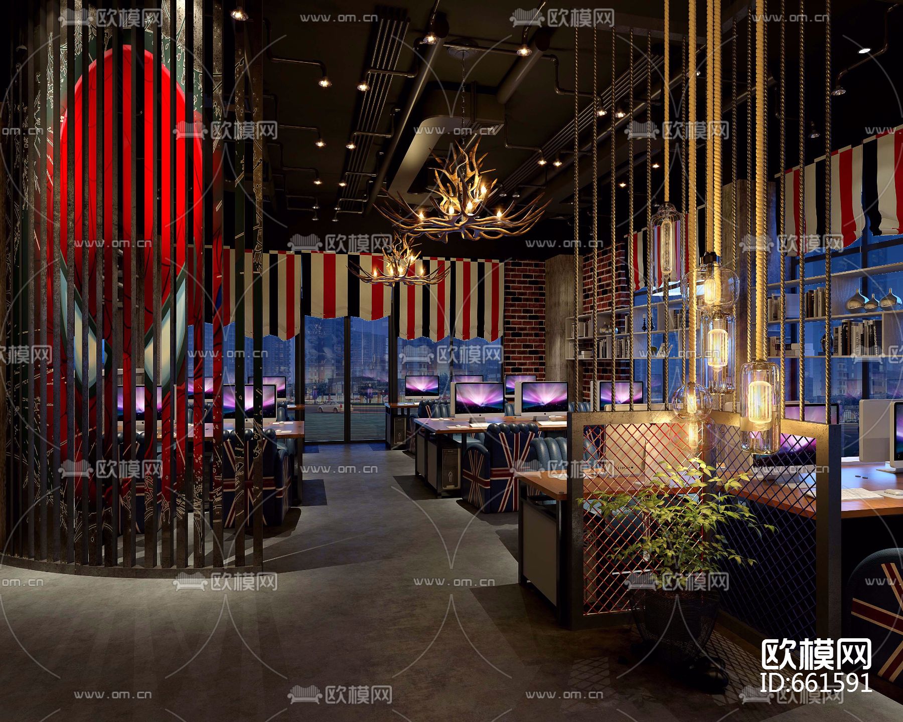 网咖施工图附带效果图下载（渲染图19）