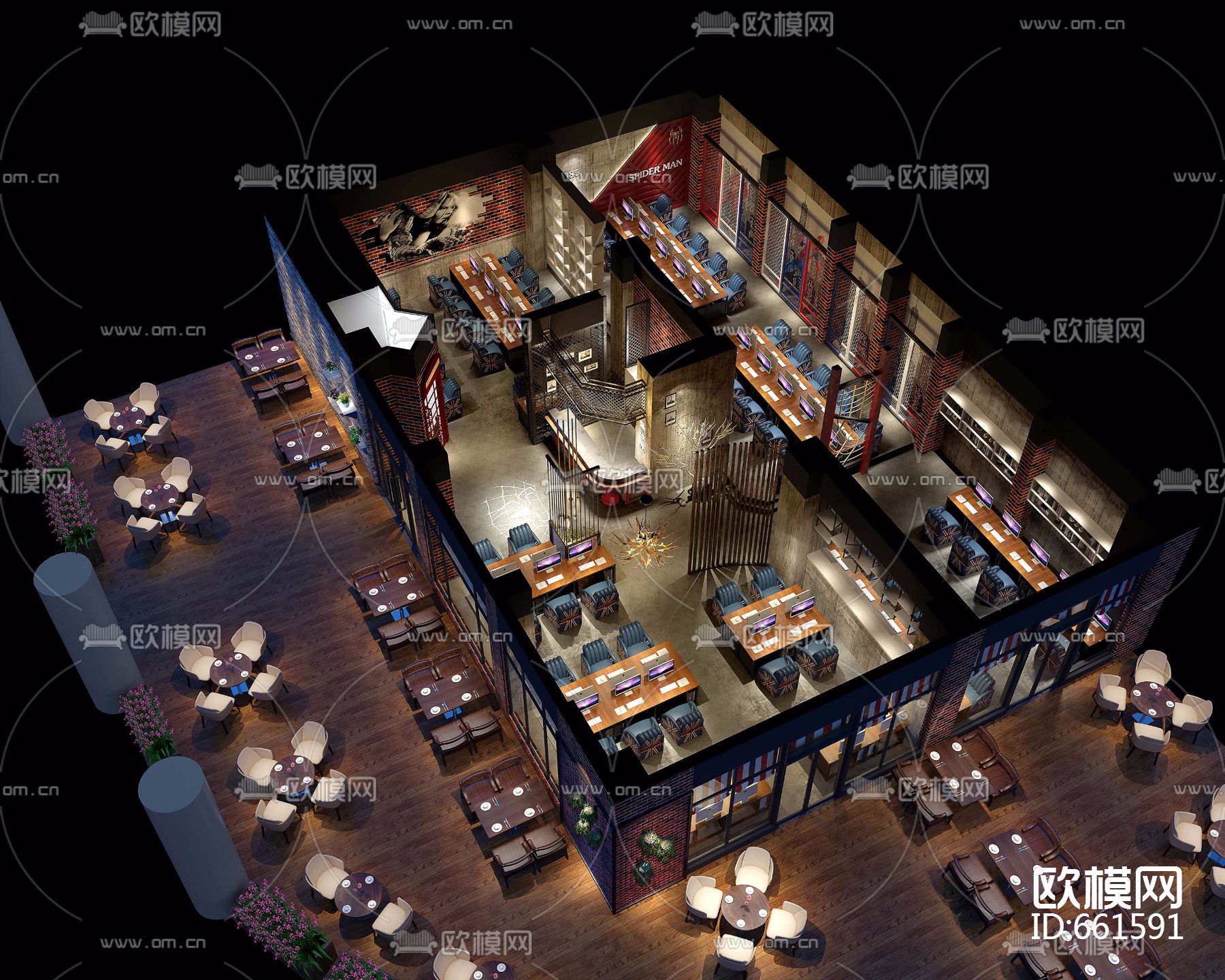 网咖施工图附带效果图下载（渲染图18）