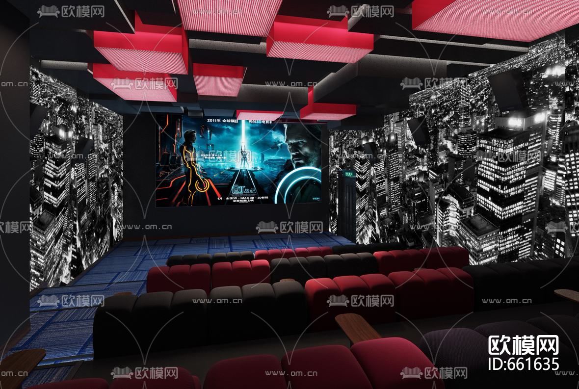 阳光广场电影院CAD施工图附带效果图下载（渲染图8）