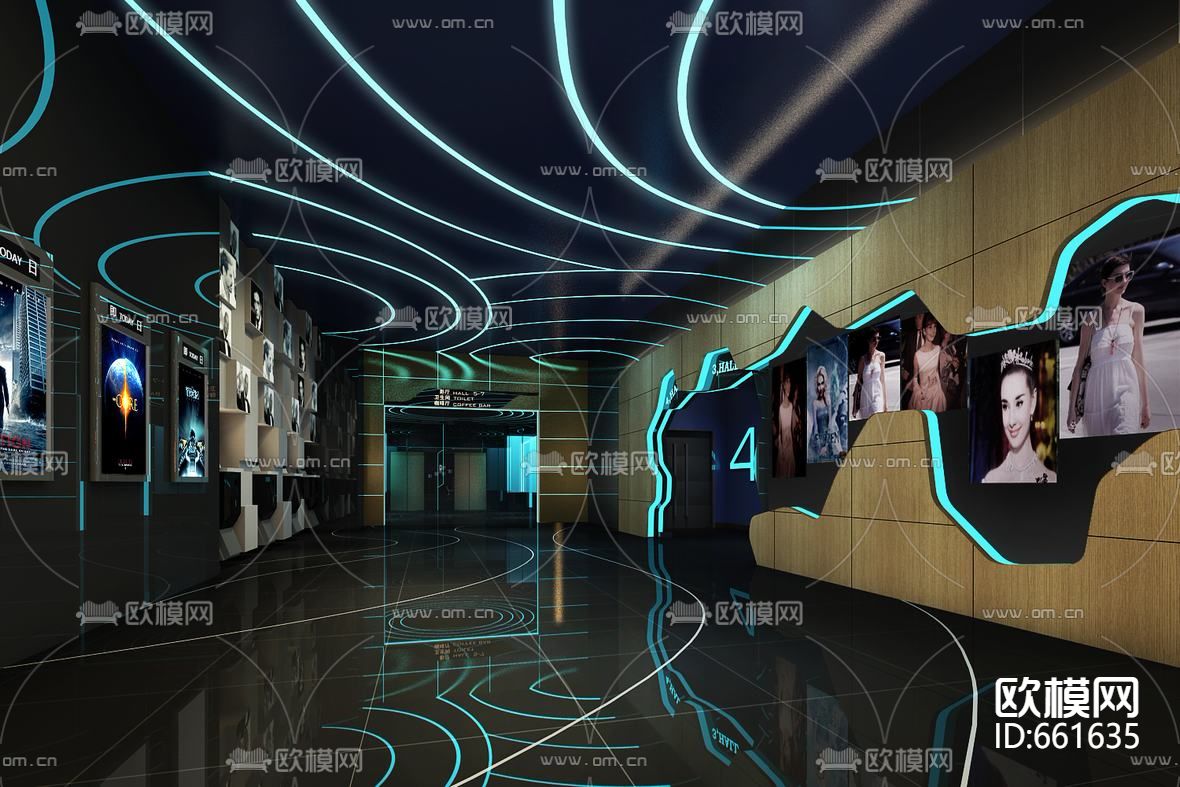 阳光广场电影院CAD施工图附带效果图下载（渲染图7）