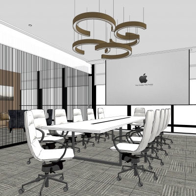 现代会议室su模型