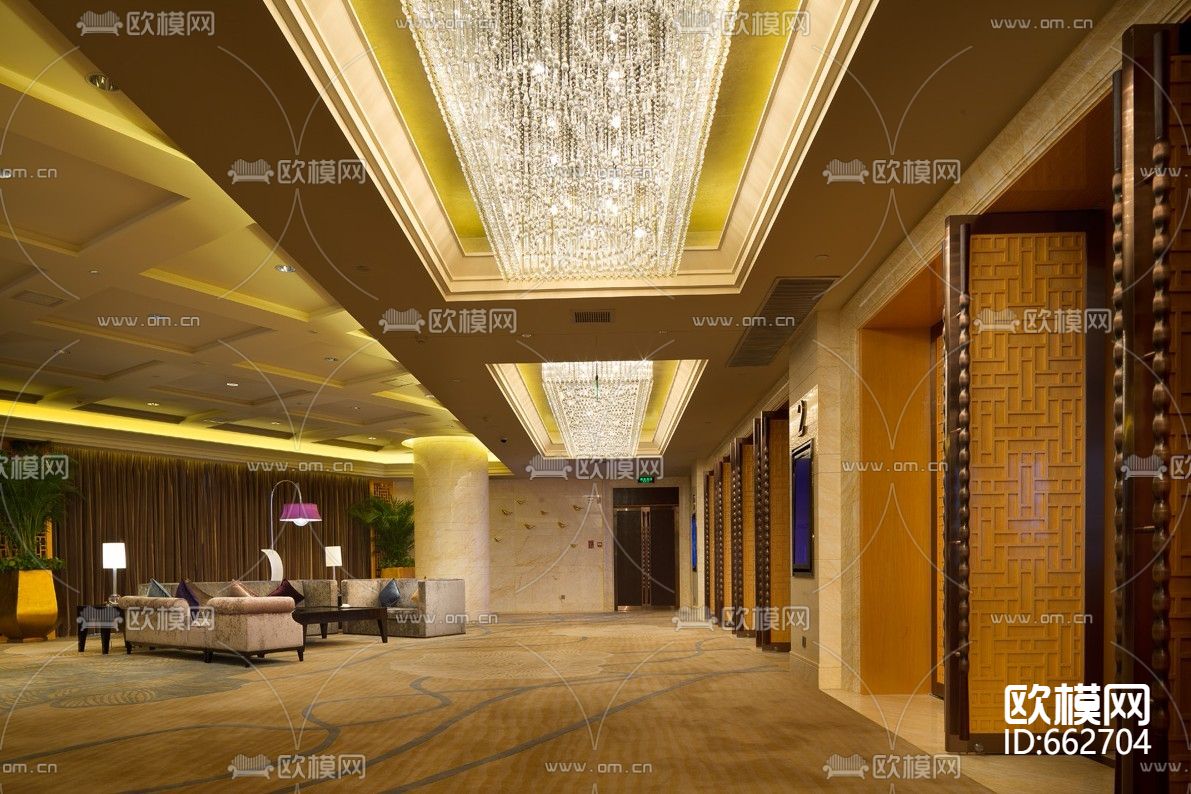 豪庭大酒店CAD施工图+效果图+方案下载（渲染图2）