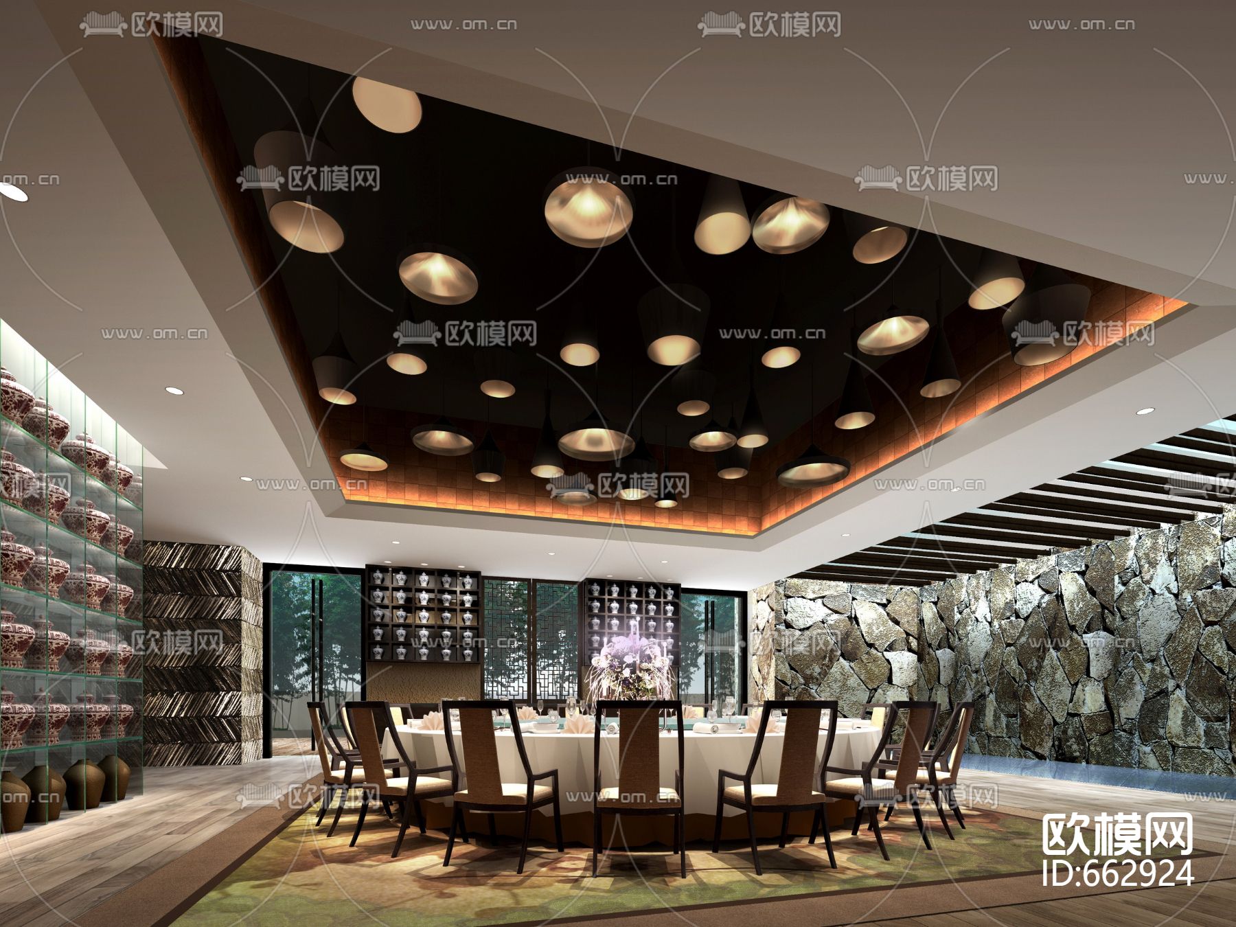 重庆融汇丽笙酒店CAD施工图+效果图下载（渲染图5）