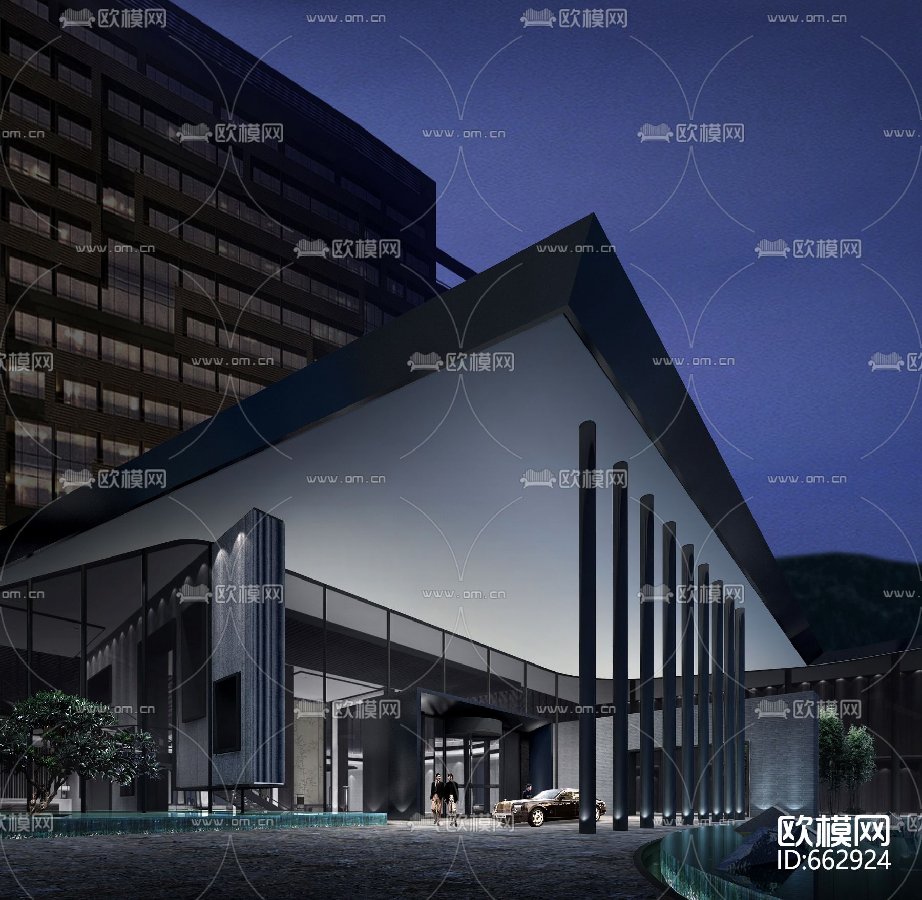 重庆融汇丽笙酒店CAD施工图+效果图下载（渲染图1）