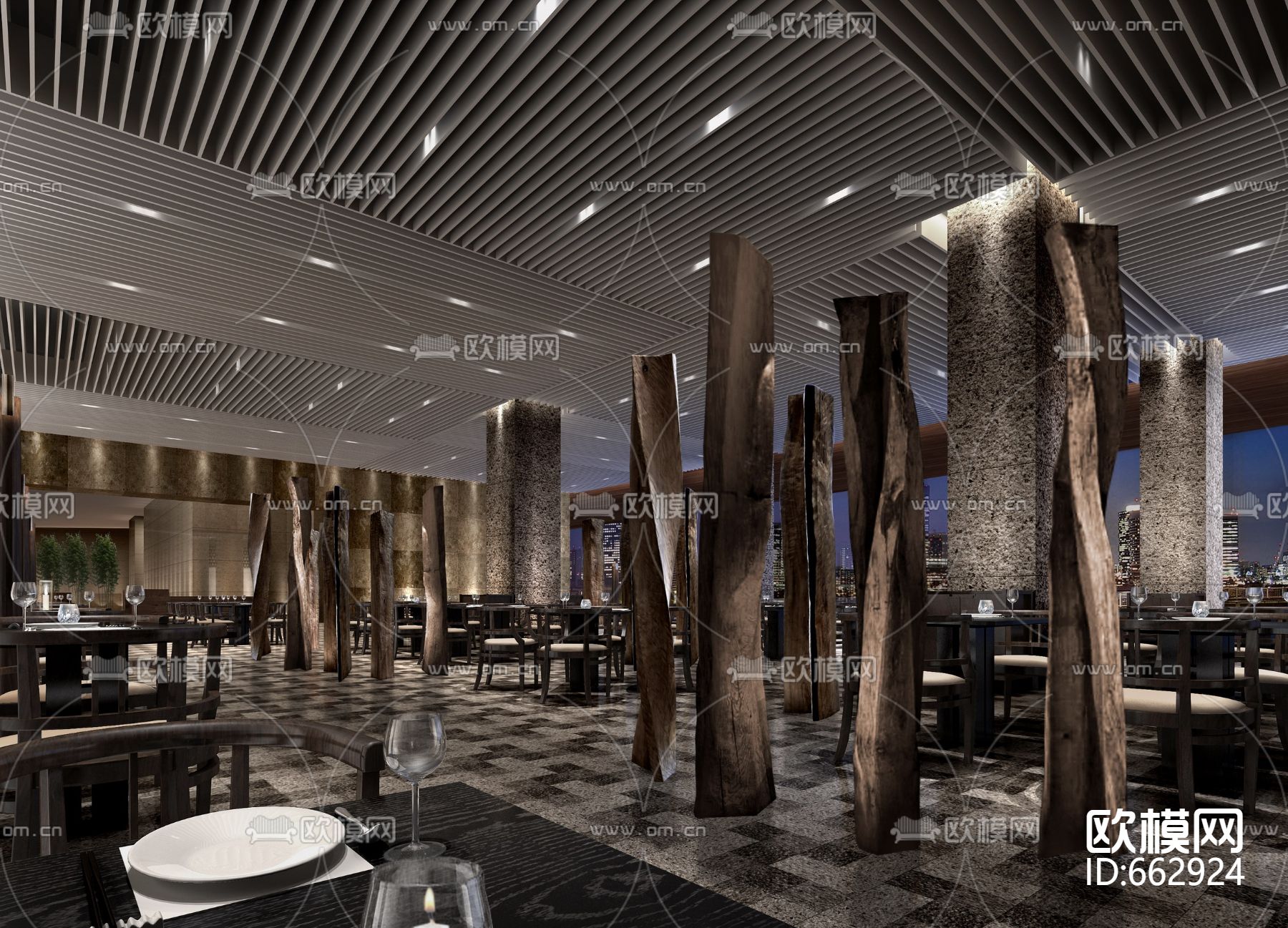 重庆融汇丽笙酒店CAD施工图+效果图下载（渲染图11）