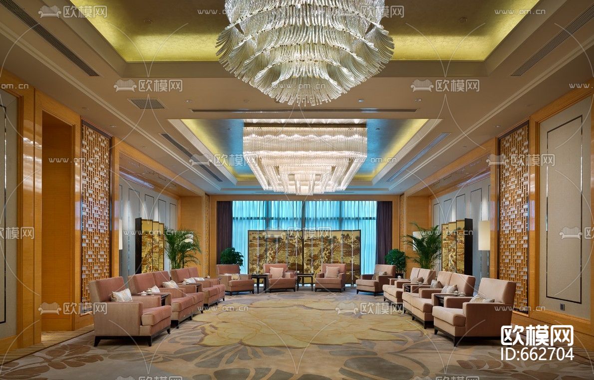 豪庭大酒店CAD施工图+效果图+方案下载（渲染图4）