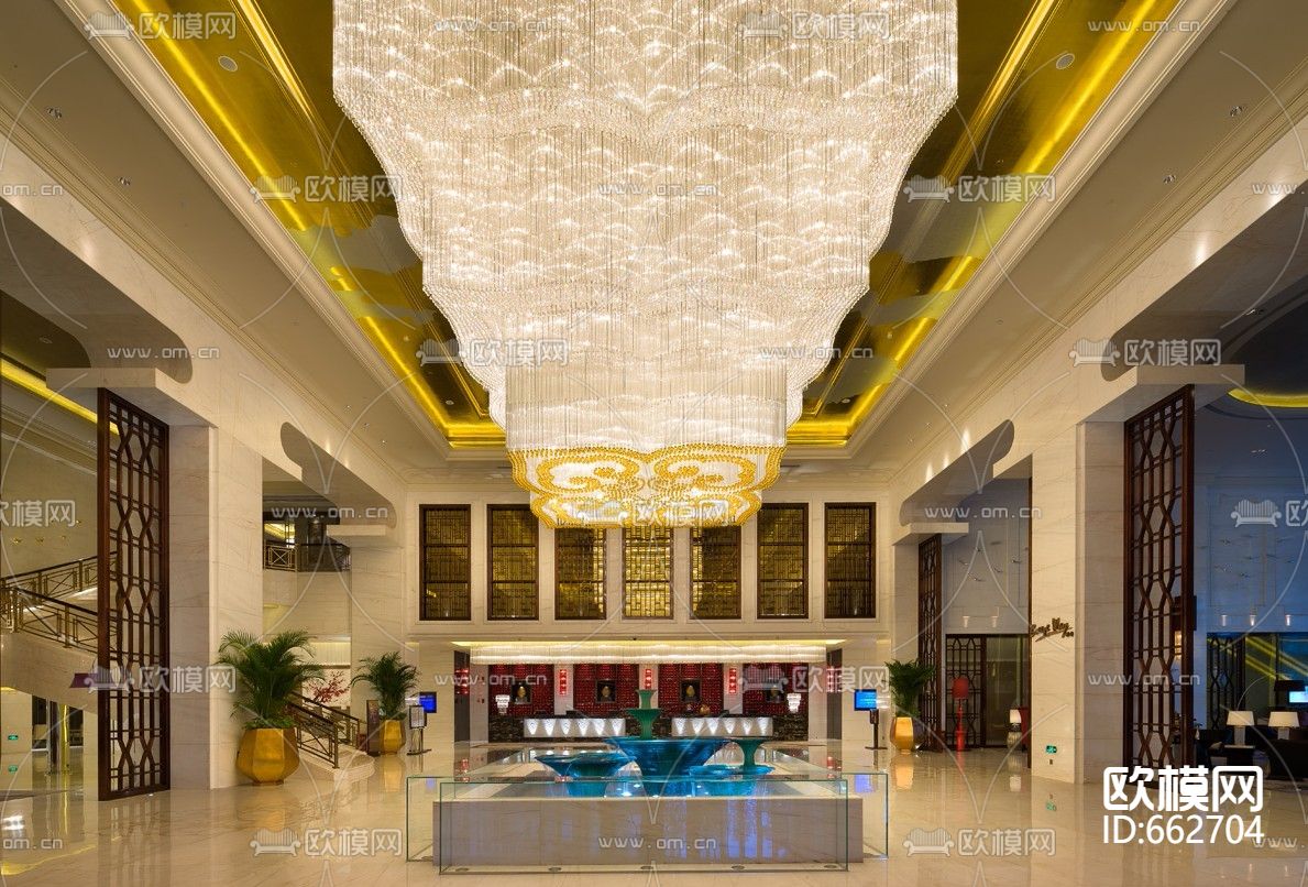 豪庭大酒店CAD施工图+效果图+方案下载（渲染图1）