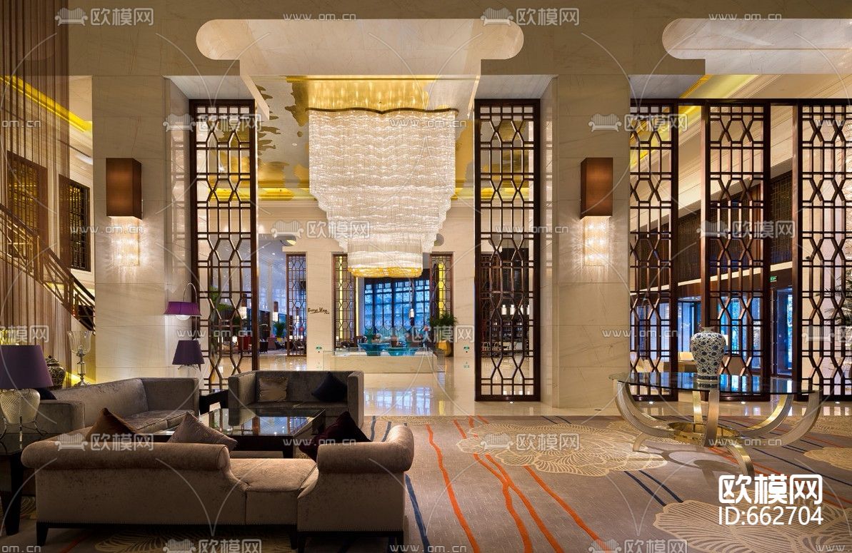 豪庭大酒店CAD施工图+效果图+方案下载（渲染图3）