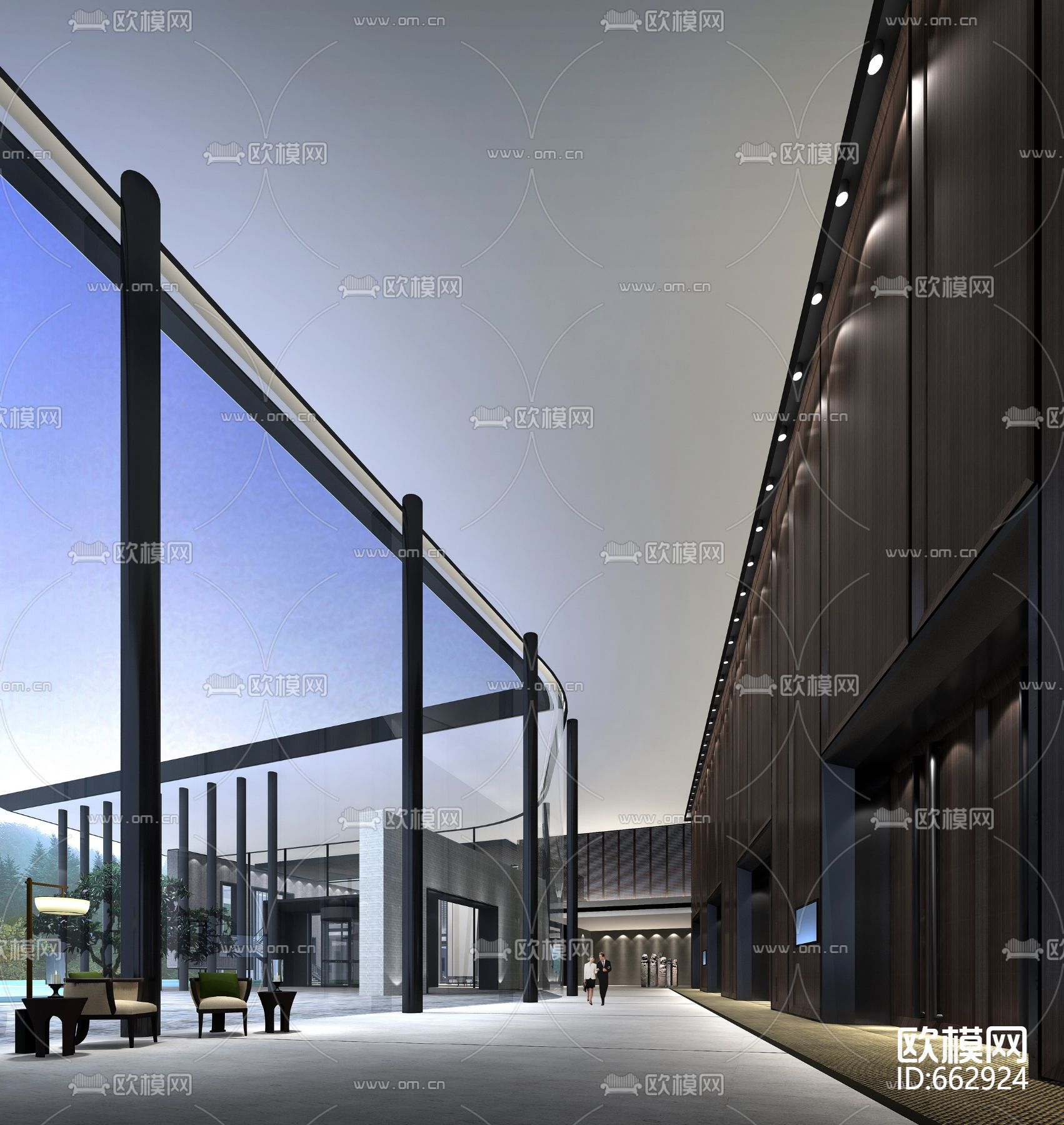 重庆融汇丽笙酒店CAD施工图+效果图下载（渲染图2）