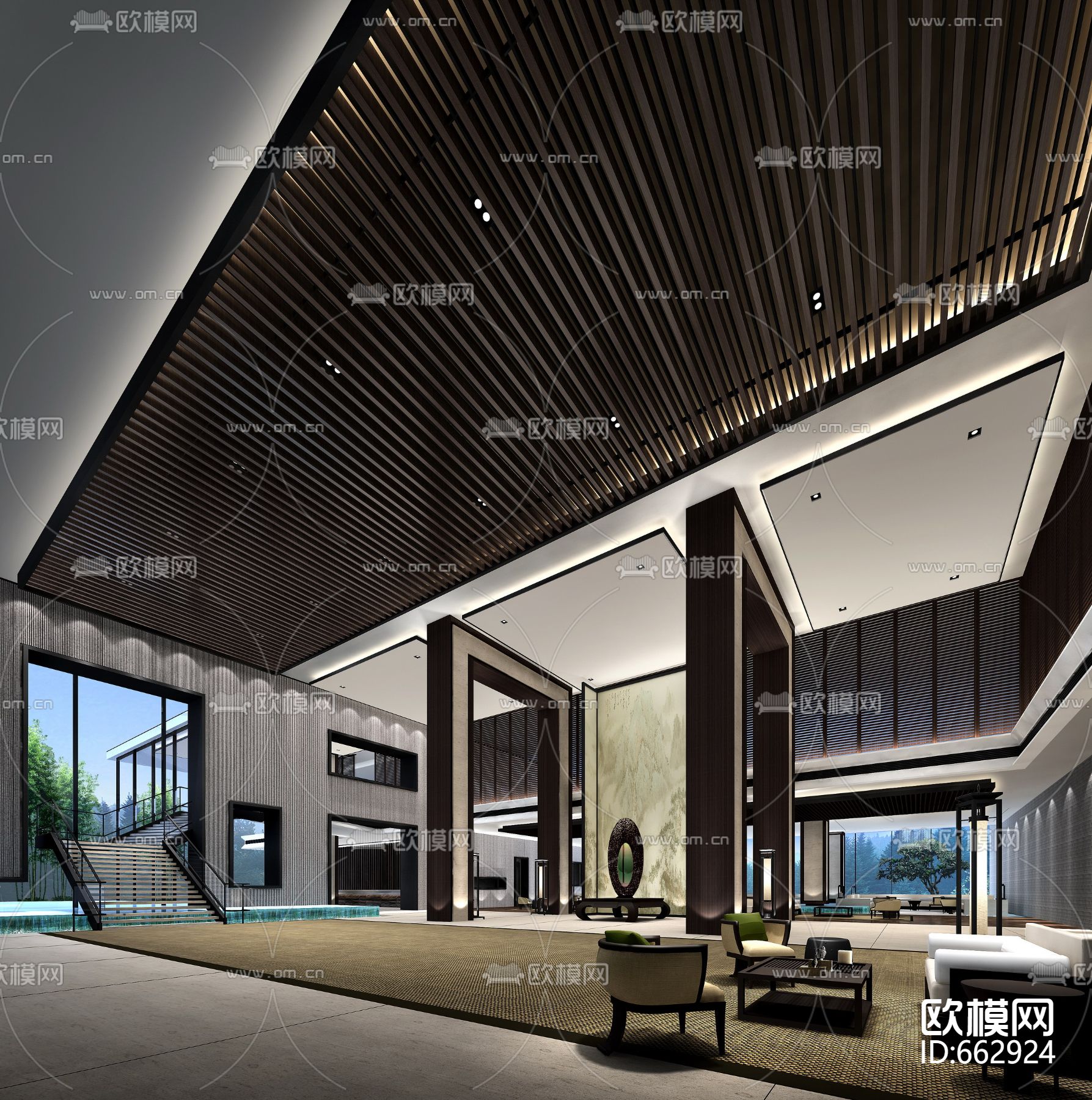 重庆融汇丽笙酒店CAD施工图+效果图下载（渲染图13）