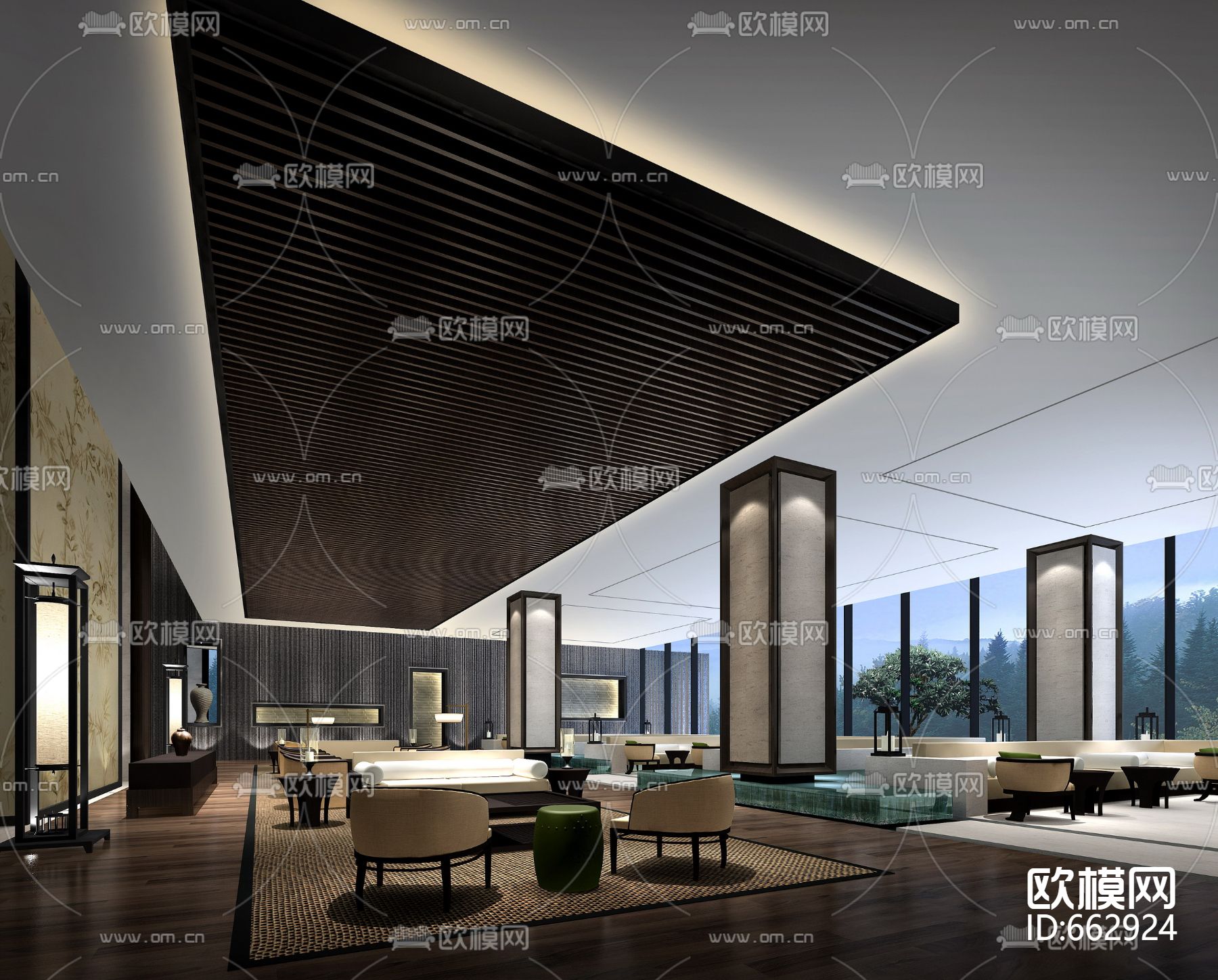 重庆融汇丽笙酒店CAD施工图+效果图下载（渲染图6）