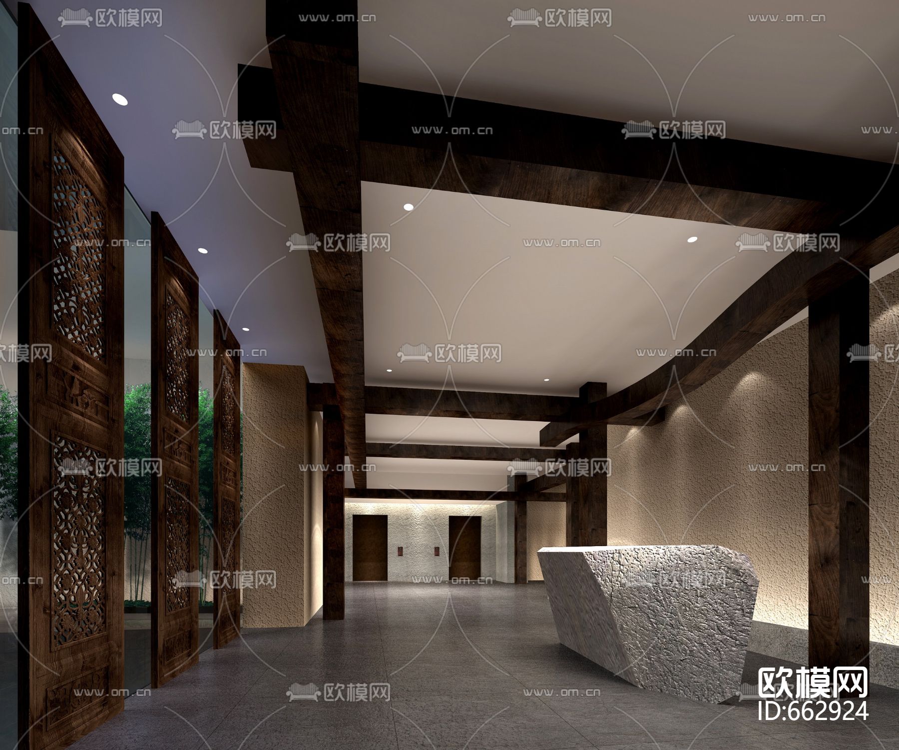 重庆融汇丽笙酒店CAD施工图+效果图下载（渲染图10）