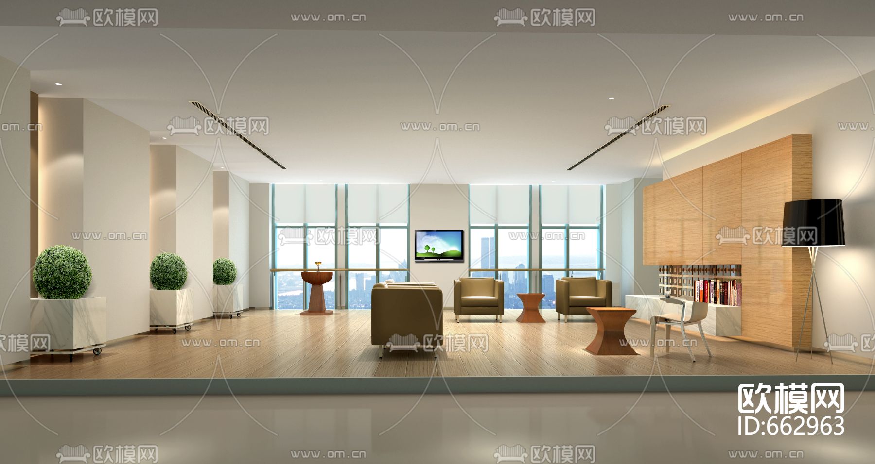 恒瑞制药办公楼全套CAD施工图及效果图下载（渲染图5）