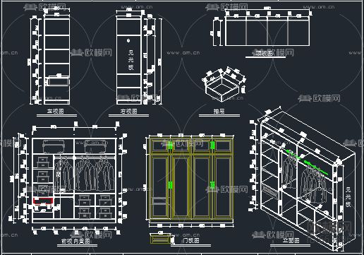 板式家具全屋定制案例衣柜橱柜CAD图库下载（渲染图2）