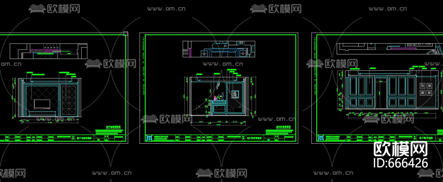 东湖雅苑简美复式客餐厅卧室CAD施工图下载（渲染图7）