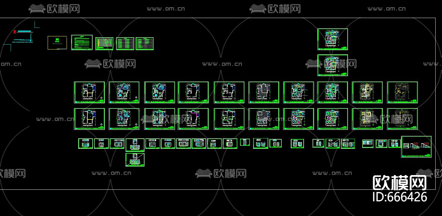 东湖雅苑简美复式客餐厅卧室CAD施工图下载（渲染图3）