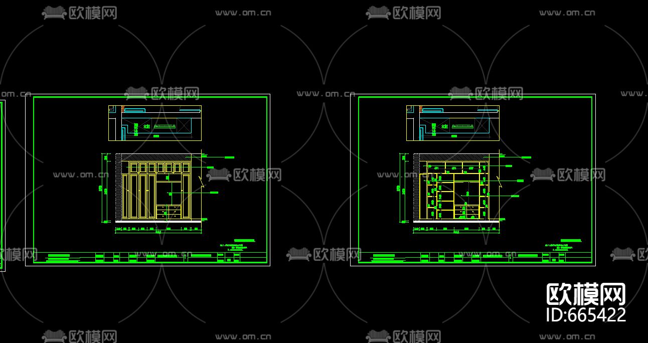 新桥佳苑新中式客餐厅卧室CAD施工图下载（渲染图4）