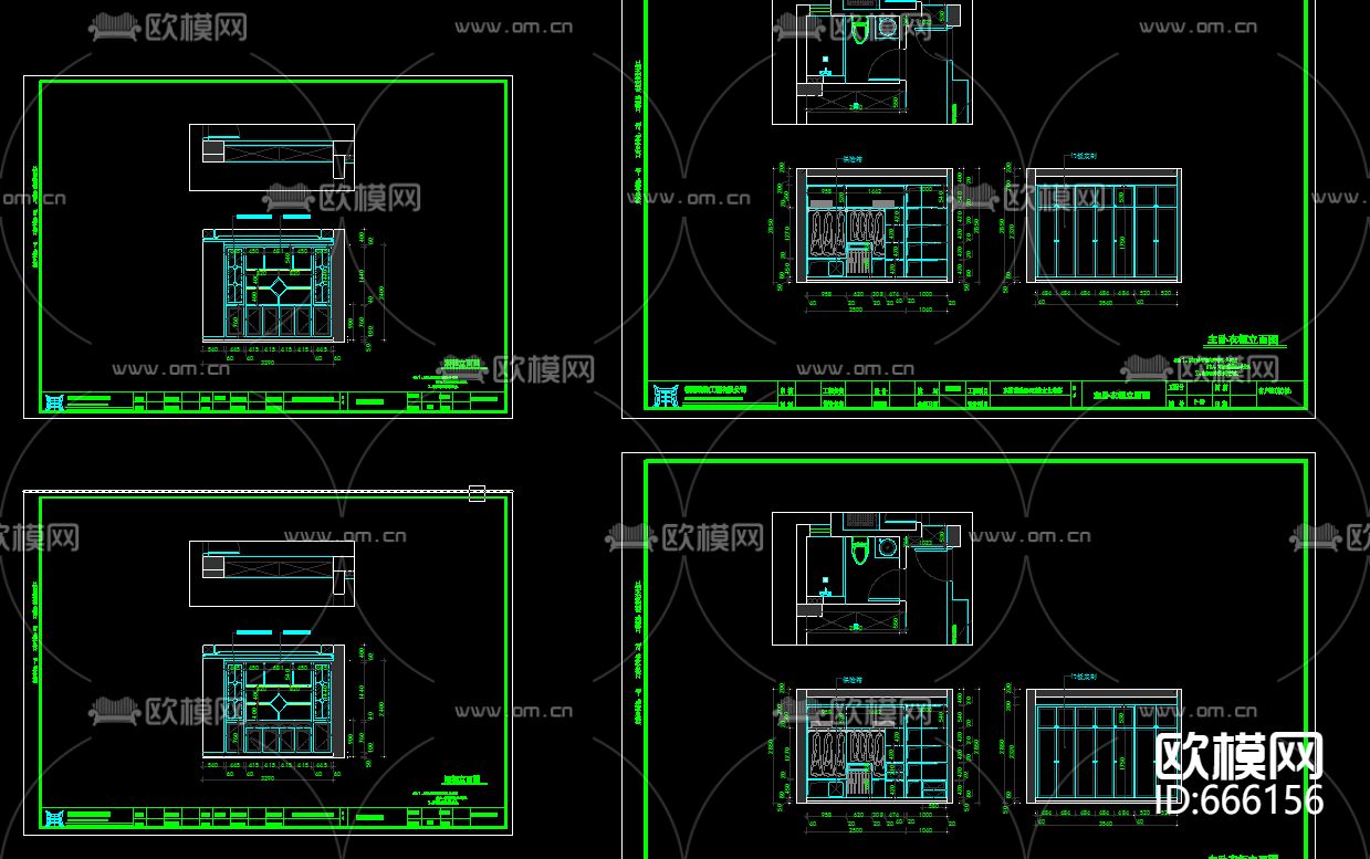东湖明珠简欧客餐厅卧室CAD施工图下载（渲染图2）