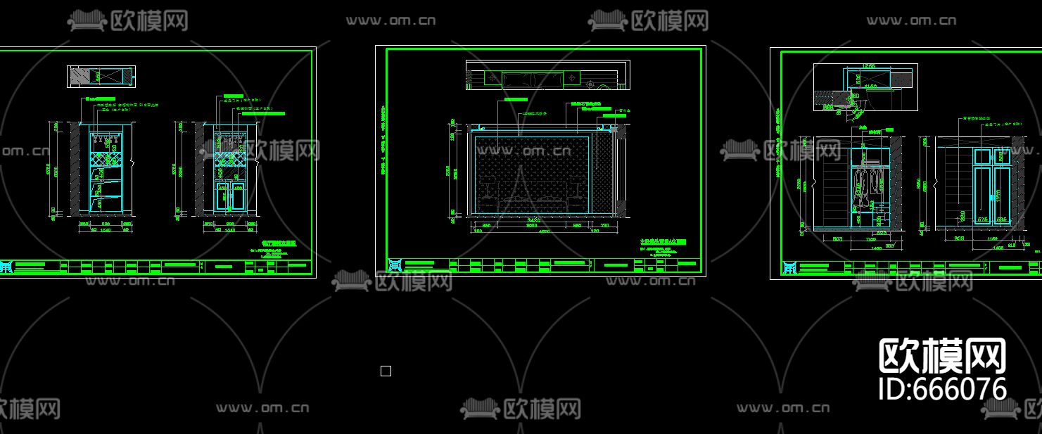 星洲城市花园现代简约客餐厅卧室CAD施工图下载（渲染图2）