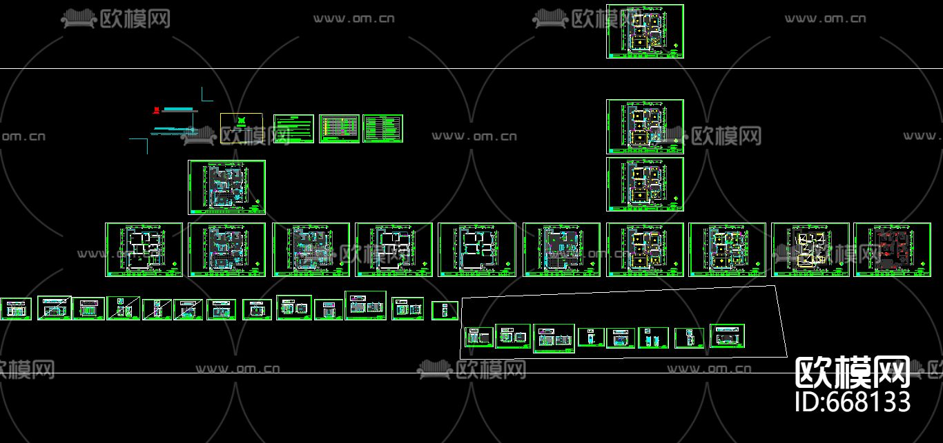 金色港湾美式田园客餐厅卧室CAD施工图下载（渲染图2）