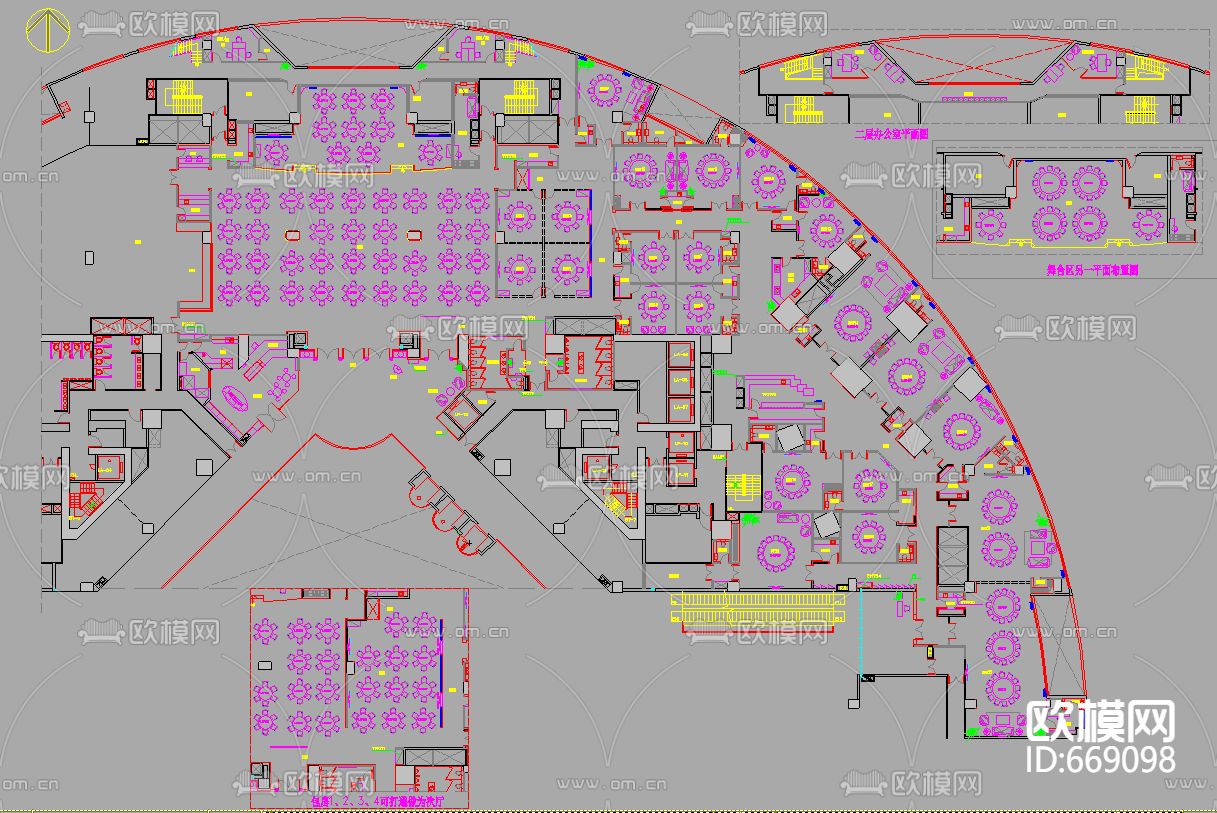 中信广场海鲜酒家装修CAD施工图下载（渲染图1）