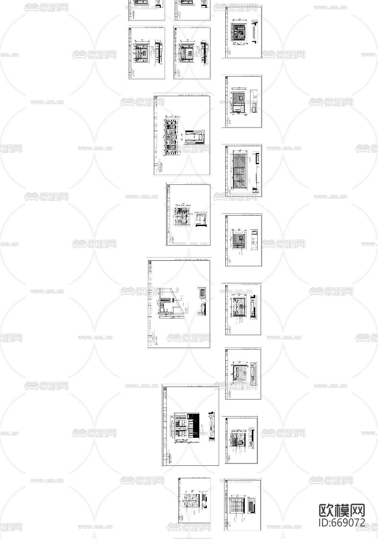 御龙湾美式古典客餐厅卧室CAD施工图下载（渲染图4）