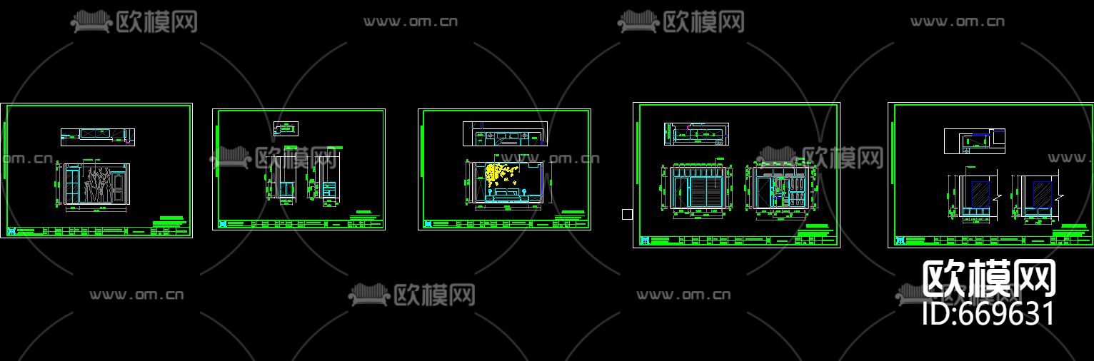 万孚尊园现代客餐厅卧室CAD施工图下载（渲染图8）