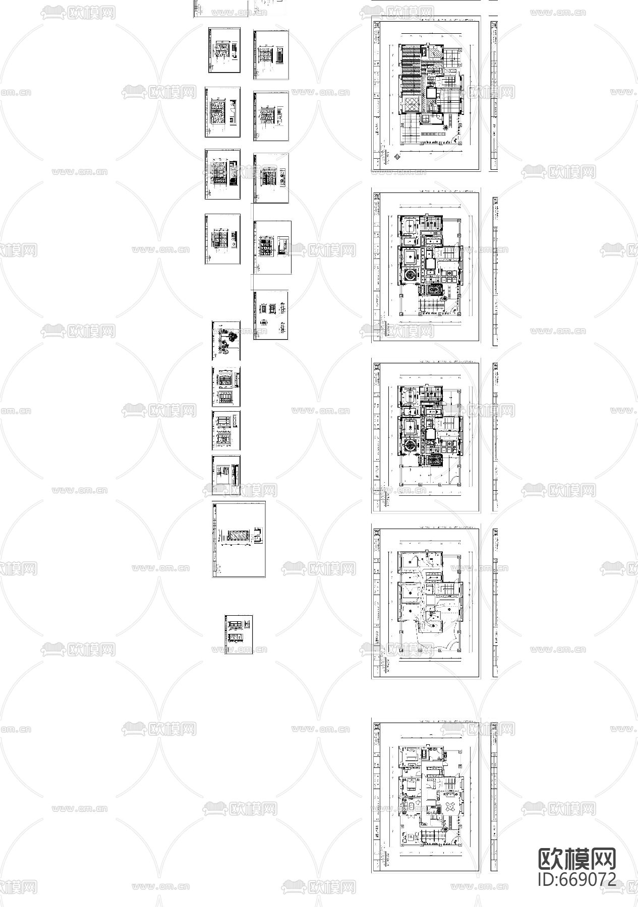 御龙湾美式古典客餐厅卧室CAD施工图下载（渲染图6）