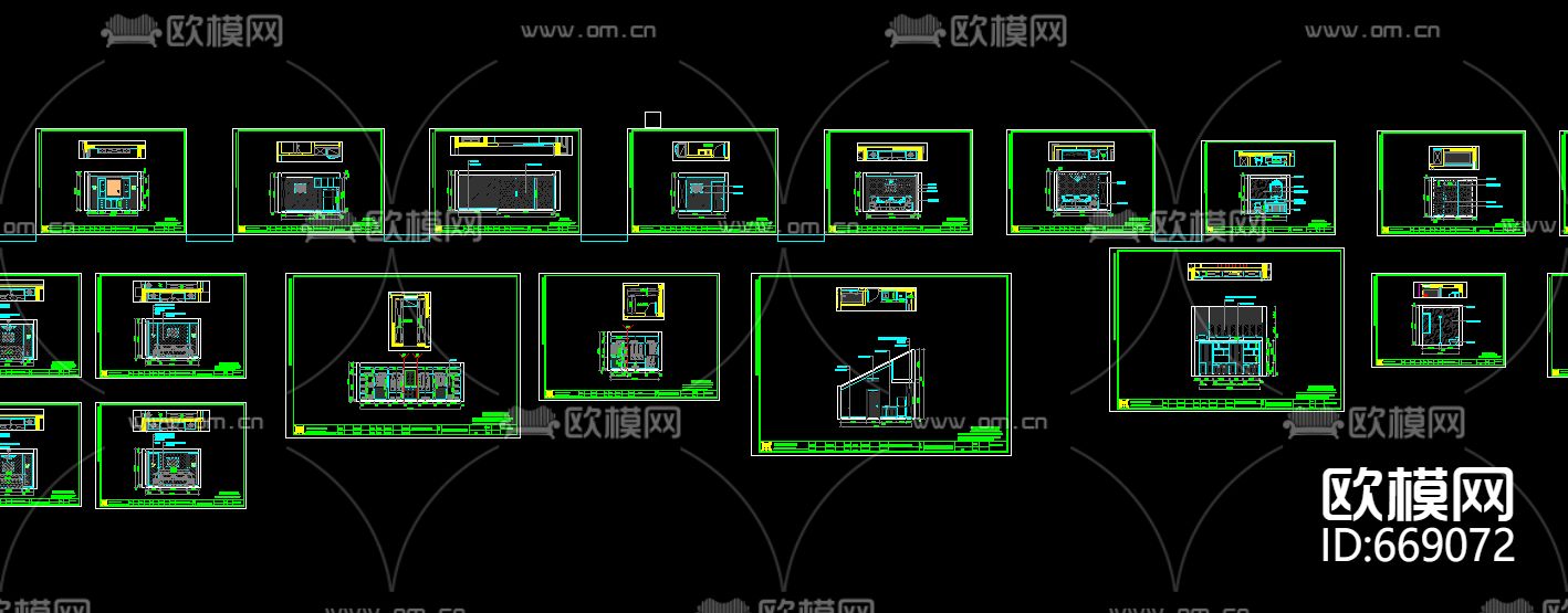 御龙湾美式古典客餐厅卧室CAD施工图下载（渲染图2）