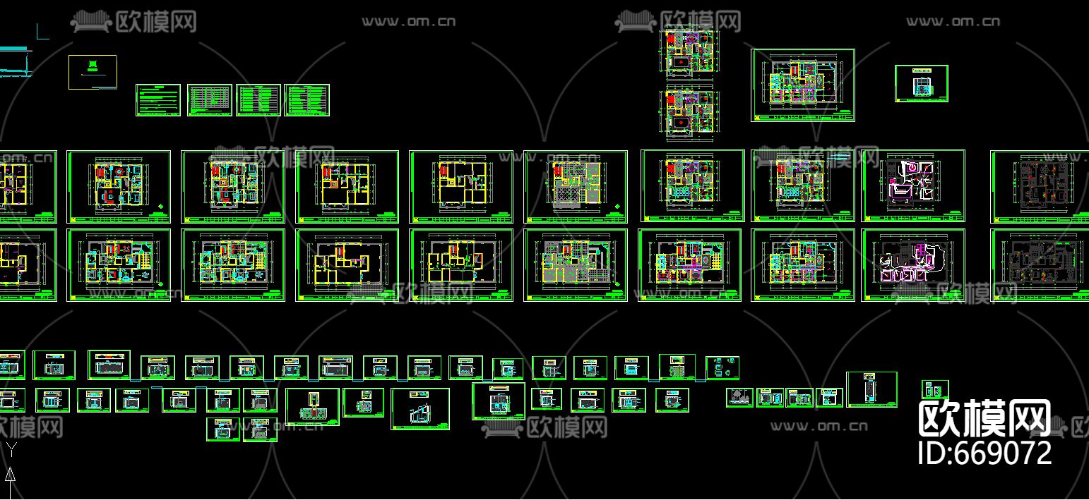 御龙湾美式古典客餐厅卧室CAD施工图下载（渲染图3）
