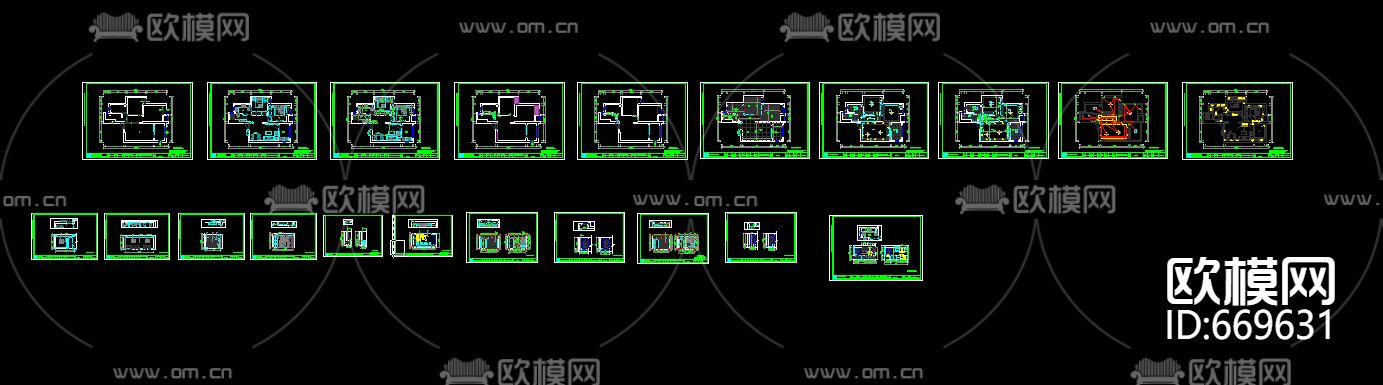 万孚尊园现代客餐厅卧室CAD施工图下载（渲染图7）