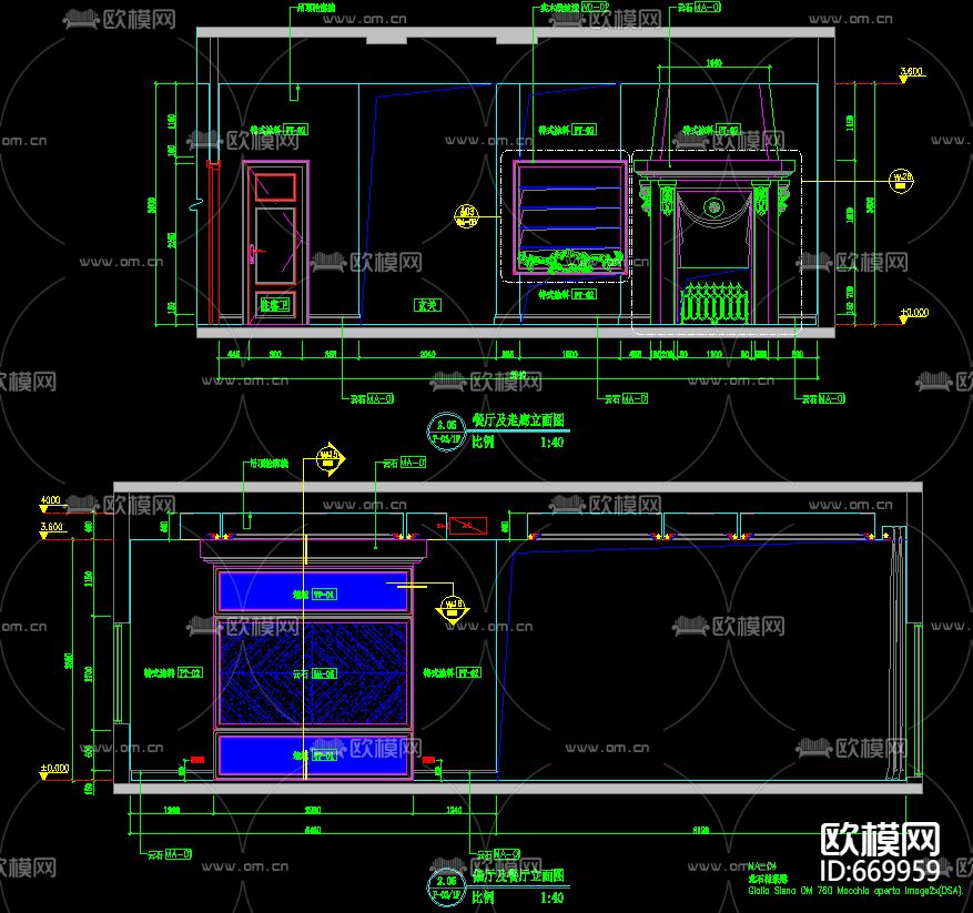 九龙湖两层别墅带地下室意大利风格装修CAD施工图下载（渲染图4）