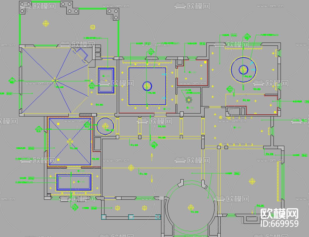九龙湖两层别墅带地下室意大利风格装修CAD施工图下载（渲染图6）