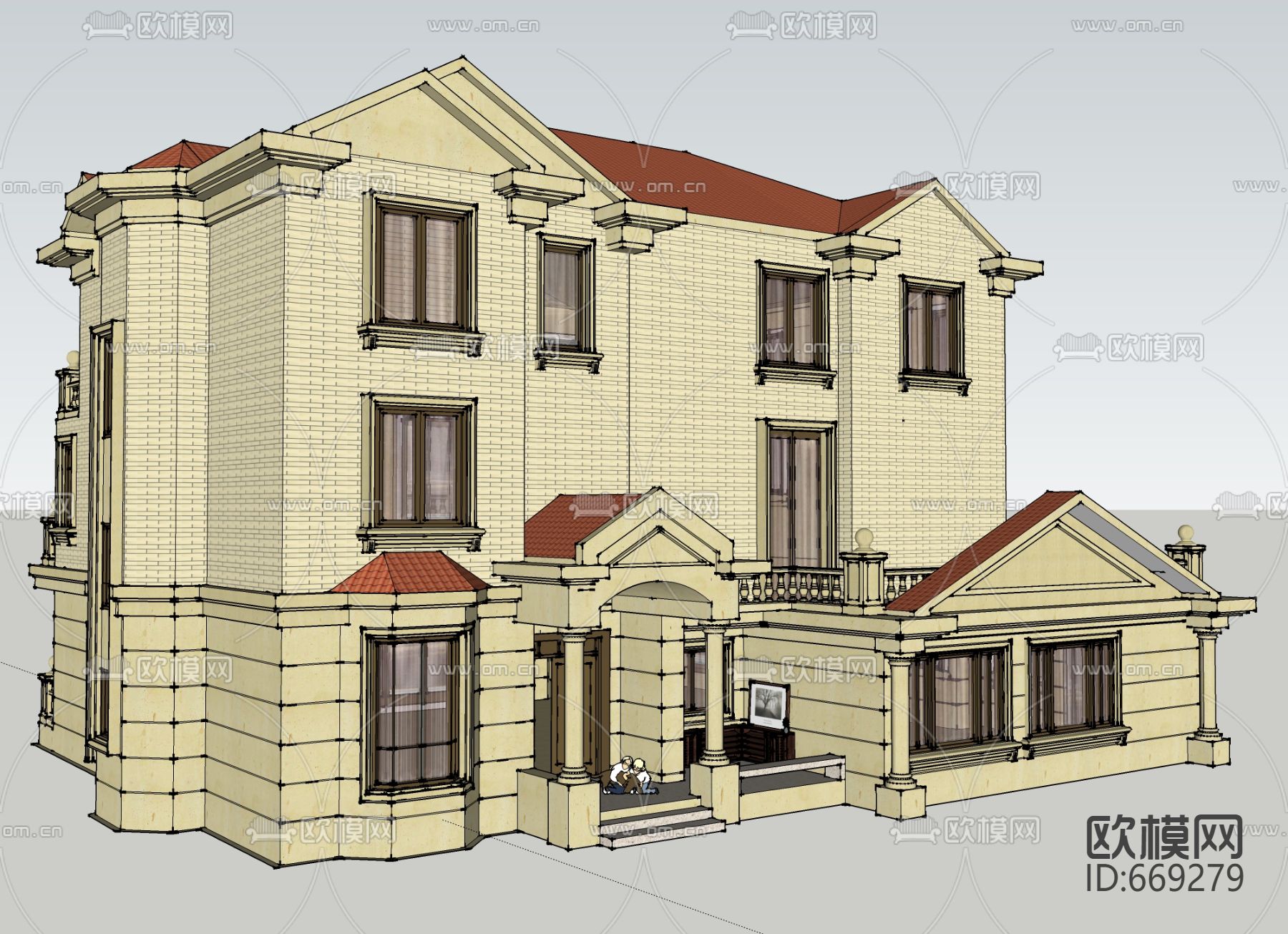 别墅建筑CAD施工图下载（渲染图5）