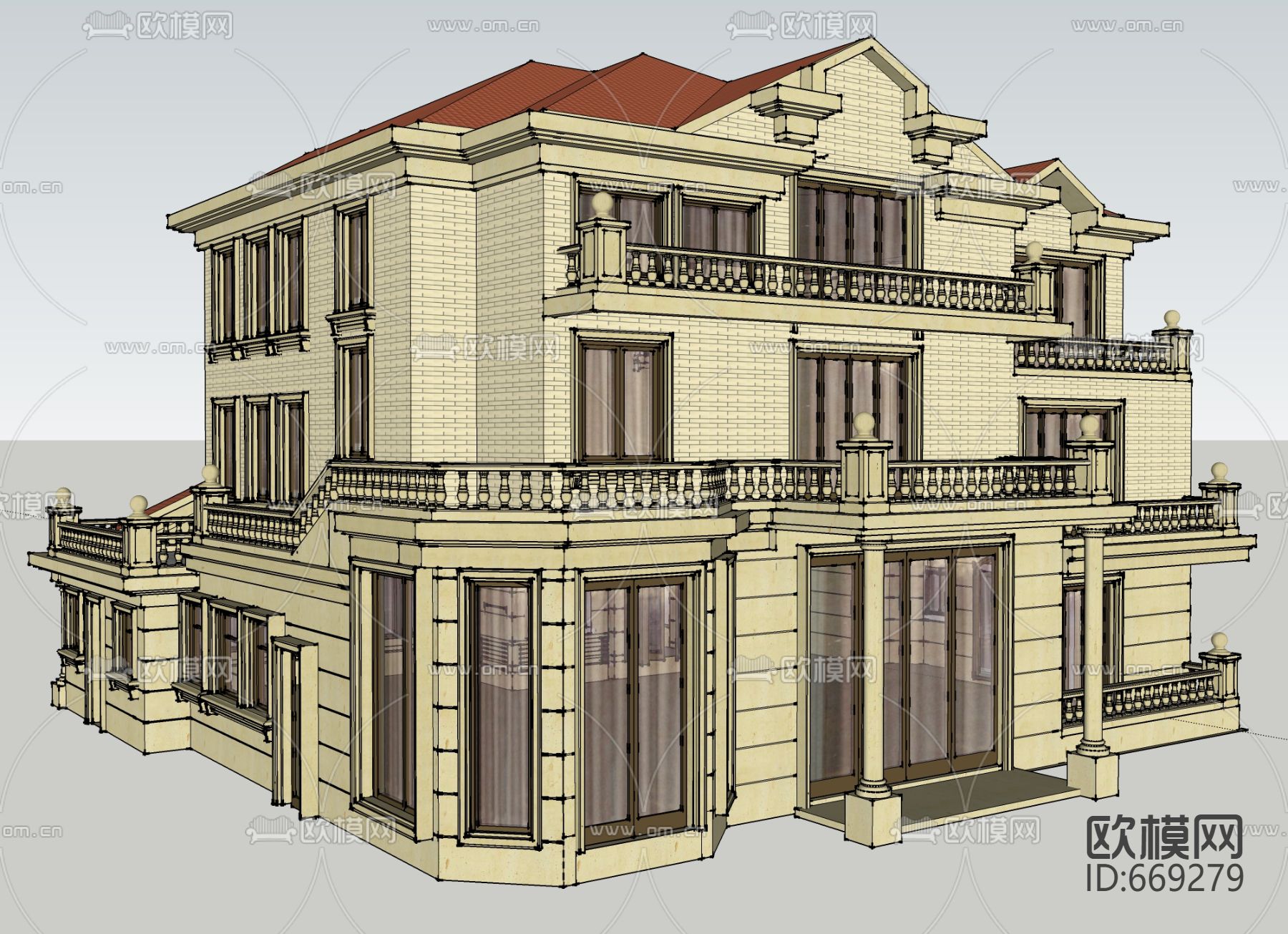别墅建筑CAD施工图下载（渲染图6）