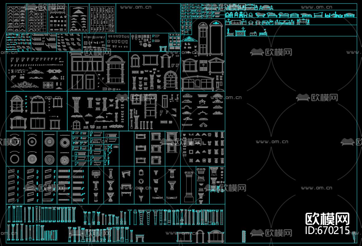 欧式模型CAD集下载