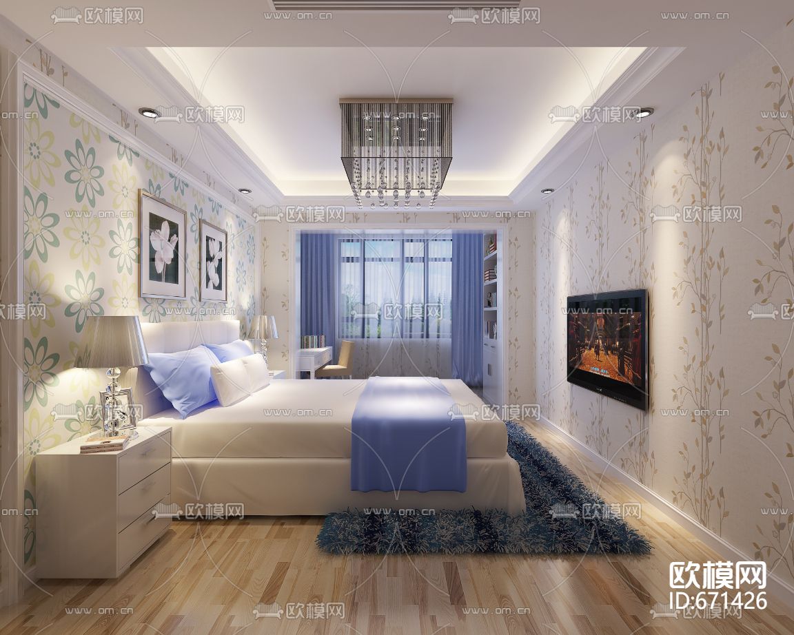 星洲城市花园现代客餐厅CAD施工图下载（渲染图7）