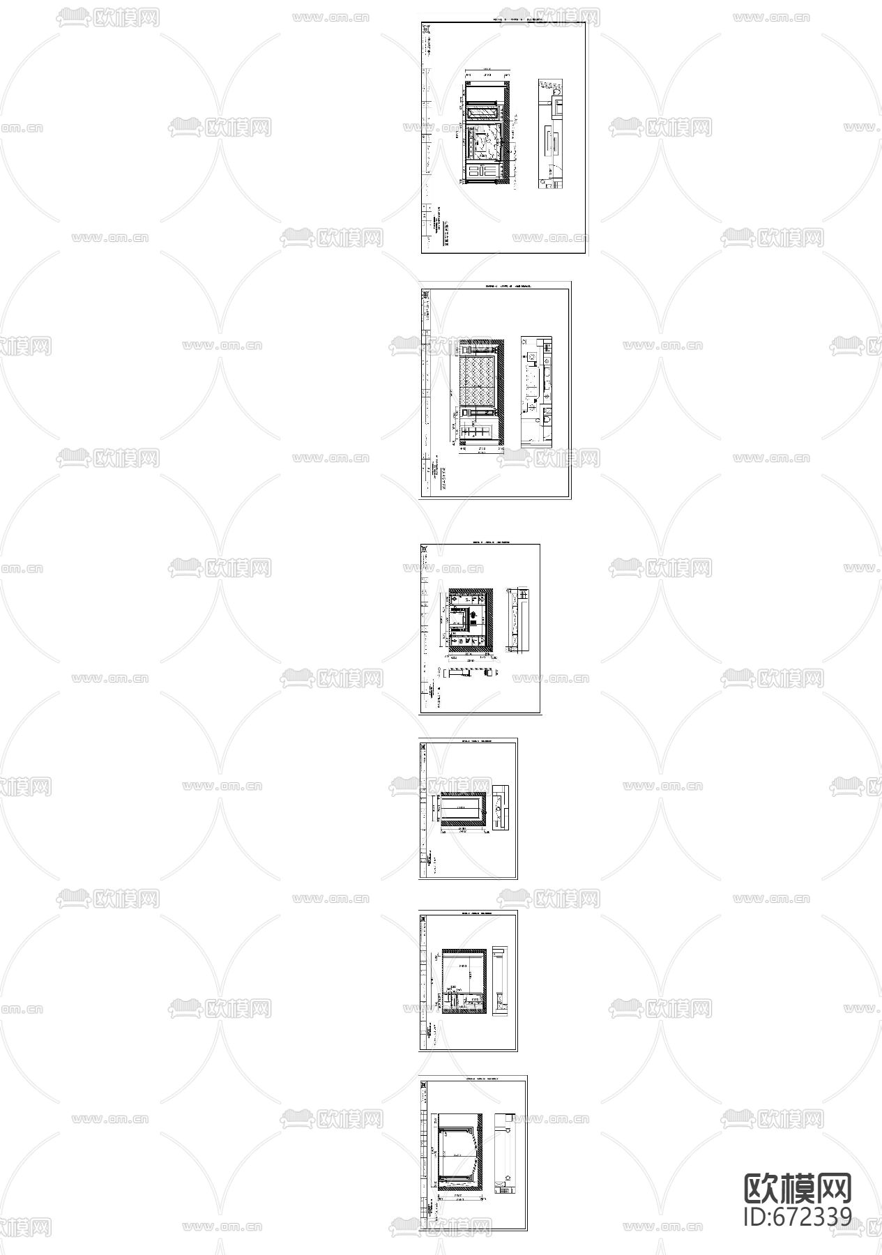东湖雅苑新古典客餐厅卧室CAD施工图下载（渲染图4）