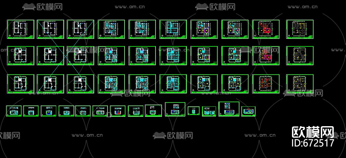 黄姑自建别墅简欧客餐厅卧室CAD施工图下载（渲染图3）