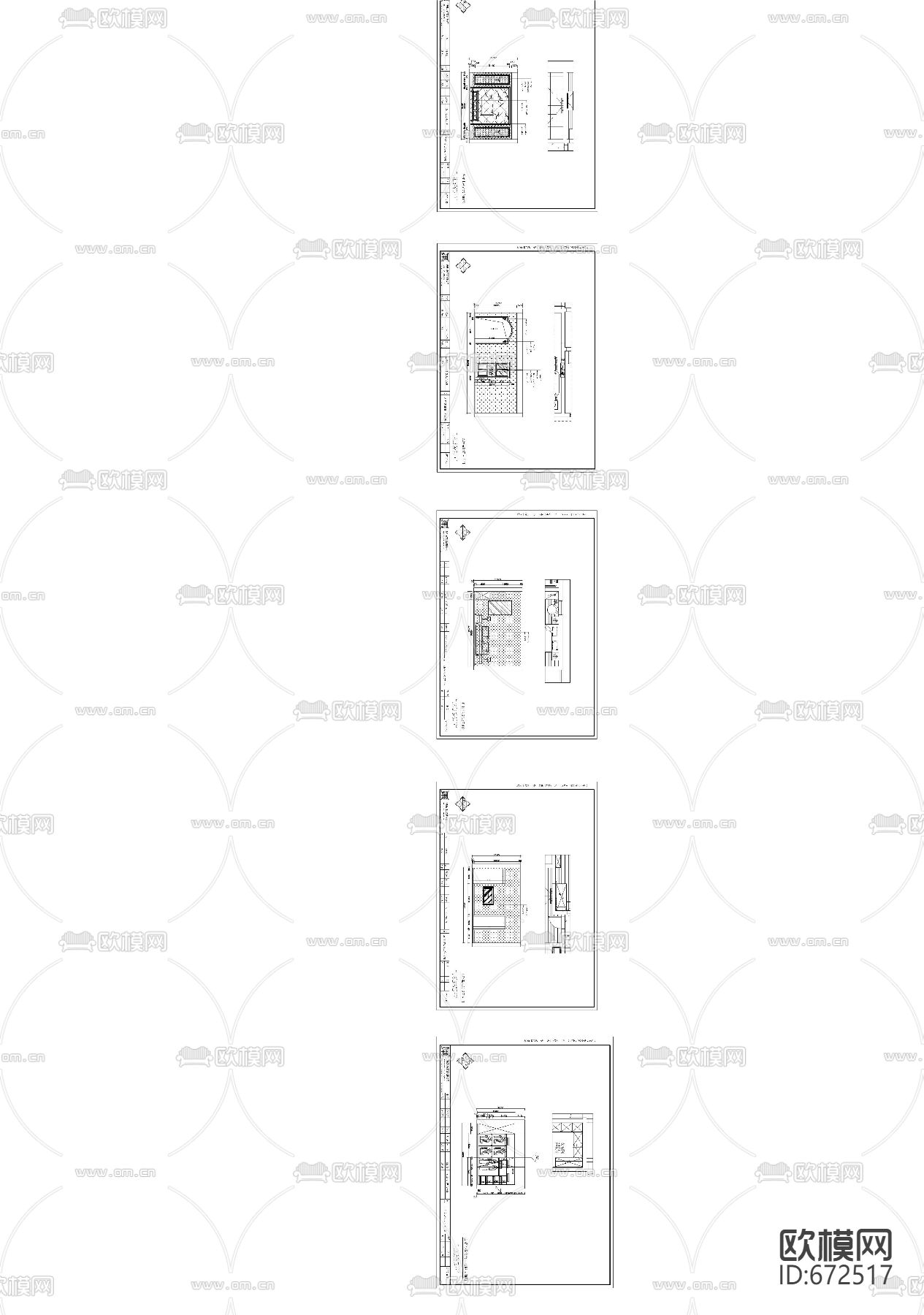 黄姑自建别墅简欧客餐厅卧室CAD施工图下载（渲染图4）