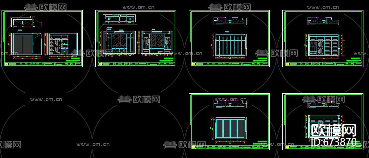 东湖明珠现代客餐厅卧室CAD施工图下载（渲染图8）