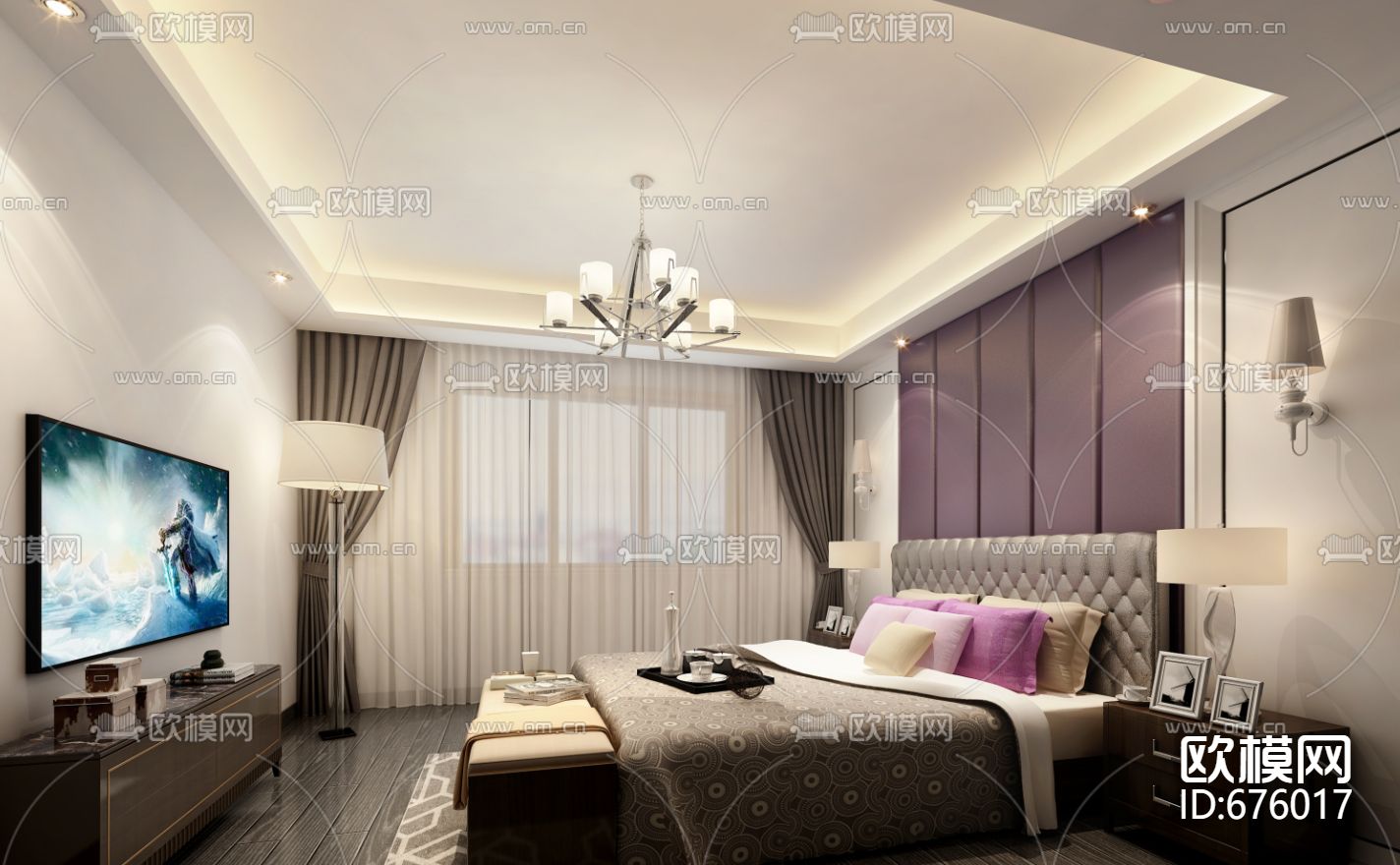 龙湫湾现代客餐厅卧室全套CAD施工图下载（渲染图8）