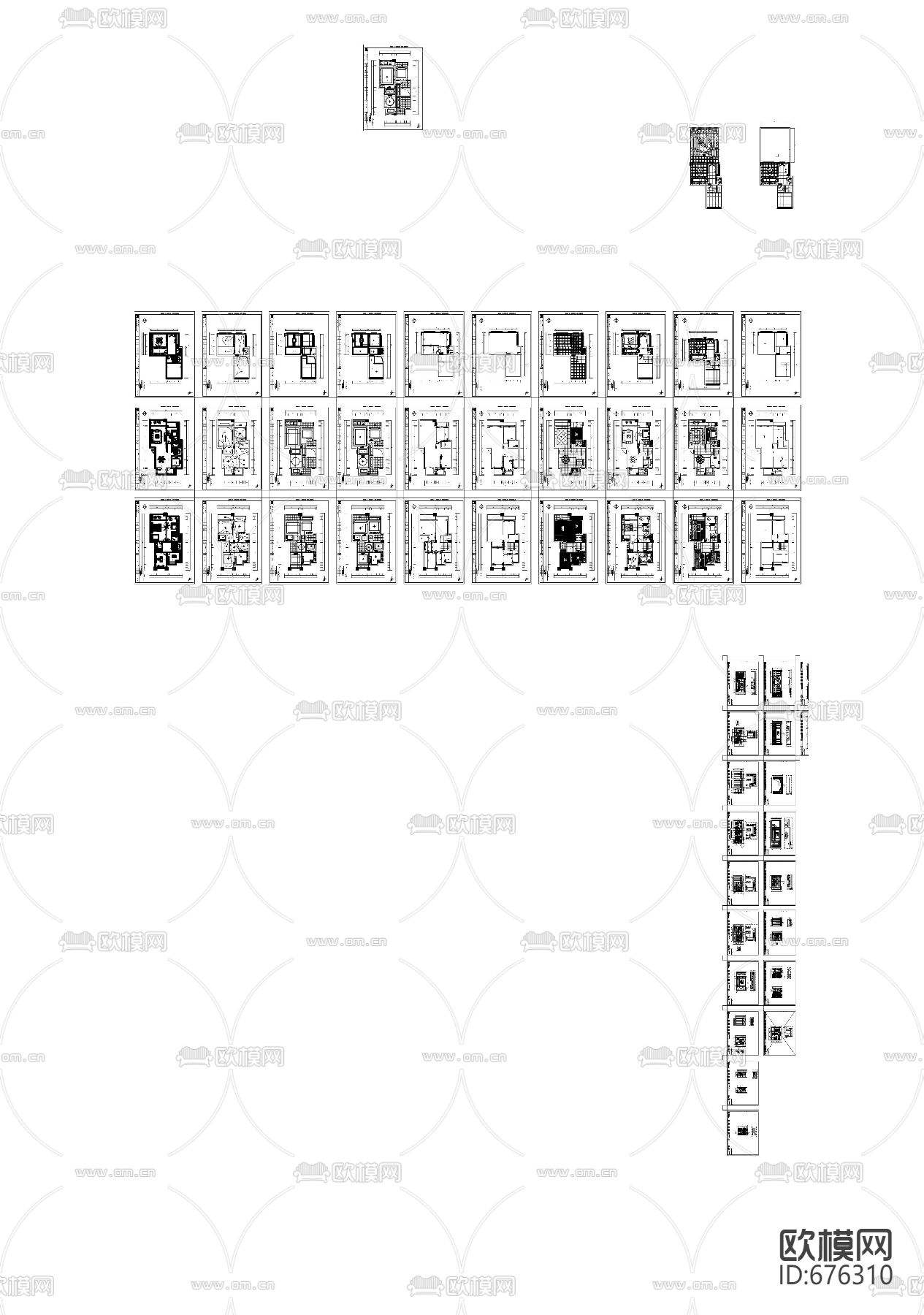 锦绣庄园新古典客餐厅卧室CAD施工图下载（渲染图4）